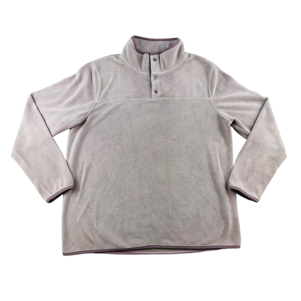 32 Degrees Fleece Sweater Women L Pink Purple Snap Pullover Outdoor Hiking Light